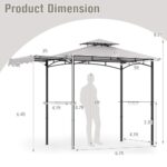 Tangkula 11x5 FT Grill Gazebo with Side Awning, 2-Tier Barbecue Gazebo with 2 Shelves, 12 Hanging Hooks, Bottle Opener, Outdoor Grill Canopy for Backyard Garden Poolside (Grey) - Image 6