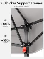 HarmonyHealth 13 x 13FT Pop Up Gazebo, Hexagonal Outdoor Canopy Shelter, Instant Patio Gazebo Tent With Mesh Netting and Strong Steel Frame for Patio Backyard Garden Wedding Party,Light Gray+Dark Gray - Image 3