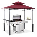 ABCCANOPY 8x5 Grill Gazebo - Outdoor BBQ Canopy Shelter with Led Light for Patio Backyard Grilling (Burgundy)