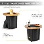 lovamsal 30 Inch Round Propane Fire Pit Table,50,000 BTU Iron Gas Fire Pit with Lid,Ignition Systems,w/Glass Stones and Rain Cover,Outdoor Firepit Table for Patio & Deck - Image 4