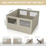 GOTRUTH Gazebo Privacy Curtains 10' x 10' with Mosquito Windows, 10'x10' Gazebo Curtains Outdoor Waterproof, 4-Panels Side Wall with Zipper for Patio, Garden and Backyard (Khaki, Curtain Only) - Image 5