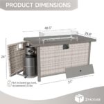 Wallowsun Rattan Fire Pit Table,40.5-inch Rectangle Grey Outdoor Companion,60000 BTU Auto-Ignition w Glass Wind Guard,Internal 20lb Propane Tank, Dust Cover (Grey, Rattan) - Image 6