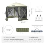 VEVOR Pop Up Gazebo Screen Tent 6 Sided Canopy Sun Shelter with 6 Removable Privacy Wind Cloths & Mesh Windows, 10x10FT Quick Set Screen Tent with Mosquito Netting, Army Green - Image 8