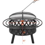EcoNook 36 Inch Wood Burning Fire Pit with 2 Loops, Outdoor Fire Pit with Spark Screen & Fire Poker, Cross Weave Firepit for Outside Fireplace Bonfire for Yard,Patio, Garden - Image 5