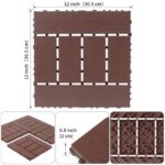 Plastic Interlocking Deck Tiles (44 PCs), 12x12 Inches Waterproof Outdoor Patio Flooring, Easy Snap Balcony Floor Tiles for Garden, Poolside, Backyard, Pathway, Indoor Use, H Pattern, Red Brown - Image 2
