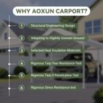 Aoxun 10x20 ft Heavy Duty Carport with Tarp & Wind Resistance Portable Carport Car Tent Outdoor Car Port with Tear Resistant Canopy, No Sidewall - White - Image 9