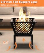 Mondazie Outdoor Fire Pit — 17 Inch Portable with Storage Bag for Camping, Patio Heating, Picnic and BBQ, Trapezoid Diagonal Hollow, Black - Image 2