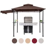 FAB BASED 5x8 Grill Gazebo, Outdoor BBQ Grill Patio Canopy with Extra Shadow & LED Lights, Barbeque Gazebo Canopy (Brown)