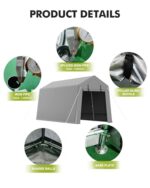 7 x 10 ft Portable Carport, Storage Shed with Heavy Duty Waterproof Tarp & 2 Roll-Up Zipper Doors, Ideal Tent for Motorcycles, Bikes, Garden Tools, and Firewood - Image 7