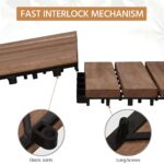 Yaheetech 27PCS Acacia Wood Interlocking Flooring Tiles Waterproof Flooring for Outdoor & Indoor Patio,Balcony,Garden,Poolside,12 × 12 in,Brown - Image 5