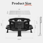 Verdelxue 35 Inch Octagonal Fire Pit with Cooking Grill,Outdoor Wood Burning Fire Pit for Camping Outside Picnic Bonfire,Heavy Duty Firepit for Backyard Garden Patio - Image 7