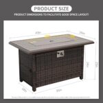 Wicker Propane Fire Pit Outdoor Fire Pit Table 60000 BTU 43 Inches Gas Fire Pit with Steel Grille Tabletop Double Fire Tube Blue Crystal Beads and Fire Pit Cover - Image 4