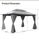LAUSAINT HOME Outdoor Patio Gazebo 10'x13' with Expansion Bolts, Heavy Duty Party Tent & Shelter with Double Roofs, Mosquito Nettings and Privacy Screens for Backyard, Garden, Lawn, Smoke Grey - Image 3