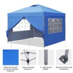 GDY 10x10ft Pop Up Canopy Tent with Sidewalls, Beach Tent, Easy Set up Gazebo for Events, Parties, Camping, Blue. - Image 4
