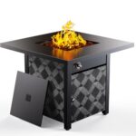 Ciays 32Inch Propane Fire Pit Table, 50,000 BTU Outdoor Gas Fire Pit Table CSA-Certified for Outside Patio with Removable Lid and Lava Rocks, Smoke-Free Burning, Parties, Backyard, Garden