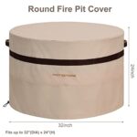 PATIOASIS 32 inch Outdoor Fireplace Cover - Waterproof, UV-Resistant Round Patio Gas Firepit Cover - 24'' Height - Image 3