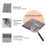 30 PCS Interlocking Deck Tiles, Solid Wood Patio Flooring Outdoor Waterproof, 12"x12"x0.8" Acacia Wood Tiles, Patio Tiles for Garden,Porch,Balcony,Poolside（Spiral & Grey - Image 4