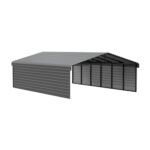Arrow 2-Sided 20x29x7 Enclosure Galvanized Steel Carport Kit- Charcoal (CPHC202907ECL2) - Image 2