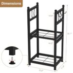 VyGrow Firewood Rack for Indoor Outdoor, 2-Tier Firewood Holder with 3 Hanging Hooks, Heavy Duty Wood Rack for Fireplace, Outdoor Patio, Fire Pit, Black - Image 5