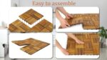 AN68 Pack of 10 Deck Tiles - 12"x12" Interlocking Natural Solid Acacia Wood for Outdoor & Indoor, Patio Garden, Balcony, Poolside - Natural Color - Image 3