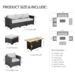 Patio Furniture Set 45 In Outdoor Fire Pits 6 Pieces Outdoor Patio Furniture 60000 BTU Outdoor Propane Fire Pit Table Patio Sofa Outdoor Chairs Anti-slip Cushions Waterproof Covers, Light Grey - Image 7
