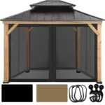 CoastShade Universal Replacement Canopy Mosquito Netting Screen Sidewalls Only for 10' x 10' Gazebo Canopy,Black