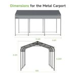 10×15FT Metal Carport, Heavy Duty Car Port, All-Weather Outdoor Storage Trucks, Boats, Cars, Galvanized Steel Roof, Vertical Stripe Design - Image 6