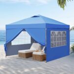GDY 10x10ft Pop Up Canopy Tent with Sidewalls, Beach Tent, Easy Set up Gazebo for Events, Parties, Camping, Blue. - Image 7
