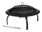 Fire Sense 60838 Fire Pit Portable Folding Round Steel with Folding Legs Wood Burning Lightweight Included Carrying Bag & Screen Lift Tool - Black - 29"