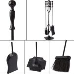AMAGABELI GARDEN & HOME 5 Pcs Fireplace Tools Set 31" Wrought Iron Handle Large Fire Tool Set and Holder Indoor Outdoor Fireset Fire Pit Stand Poker Shovel Brush Wood Stove Log Tongs Accessories - Image 6