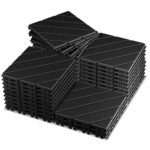 36 Pack Plastic Interlocking Deck Tiles, 36 sq.ft 12” x 12” Patio Deck Tiles Waterproof Outdoor Indoor All Weather Use, Patio Floor Decking Tiles for Pool Balcony Backyard Pathway Porch, Dark Grey