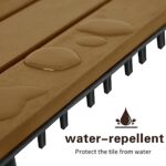 MCombo 10 Pieces Patio Wood Deck Tiles 12 x 12 inches, Interlocking Flooring Oiled Finish for Outdoor, Balcony and Backyard (Light Brown) - Image 6