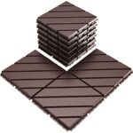 VANCASTLE Interlocking Floor Tiles, 12" x 12" Outdoor Flooring，All-Weather Waterproof Deck Tiles for Patio/Poolside/Garage/Gym, 1 Sq Ft Coverage per Tile, Easy to Install, Dark Brown/9 Pack