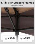 Garveelife Pop Up Gazebo 12x12, Canopy Tent with Mosquito Netting, One Push Setup for Backyard Patio Garden with 4 Sand Bags- Khaki - Image 3