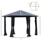 YMGSCC 13' X 13' Hardtop Hexagonal Gazebo Canopy with Steel Roof, Heavy-Duty Aluminum Alloy Frame Ventilating Mesh Sidewalls - Image 4