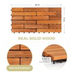 HOUSE84VN Solid Acacia Wood Interlocking Deck Tiles (Pack of 6, 24" x 12"), Indoor/Outdoor Deck Flooring, Waterproof All Weather (24X12, Natural Color) - Image 2
