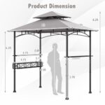 Tangkula 8x5 Ft Grill Gazebo, 2-Tier Barbecue Gazebo with 2 Shelves, 10 Hanging Hooks, Bottle Opener & Storage Basket, Outdoor Grill Canopy for Backyard Garden Poolside (Grey) - Image 6
