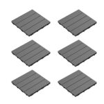 Interlocking Deck Tiles - 6-Pack Wood Plastic Composite Patio Tiles - Outdoor Flooring for Balcony, Porch, and Garage by Pure Garden (Dark Gray)