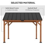YMGSCC 12' x 11' Hardtop Gazebo with Wood Frame and Waterproof Asphalt roof, Gazebo Canopy for Garden, Patio, Backyard - Image 3