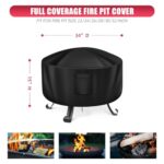 WLEAFJ Fire Pit Cover - Round, 22-34 Inch, Heavy Duty Oxford Fabric, Waterproof - Image 2