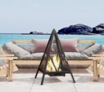 Kingson Pyramid Fire Pit, Heavy-Duty Steel Smokeless Wood Burning Fire Bowl for Outdoor Patio Garden Backyard, Bohemian & Meditation Decor