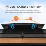 Sunjoy Hardtop Gazebo 11’ x 13’ Outdoor Cedar Framed Wood Gazebo with Black Double Steel Hardtop Roof Permanent Canopy for Garden, Backyard Shade… - Image 2