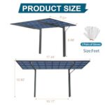 Outdoor Carport, 17.44FT*9FT*11FT Single Carport Aluminum Metal e and Polycarbonate Panels Car Port for Outdoor Driveway Car, Truck - Image 5