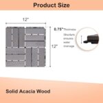 30 PCS Interlocking Deck Tiles, Solid Wood Patio Flooring Outdoor Waterproof, 12"x12"x0.8" Acacia Wood Tiles, Patio Tiles for Garden,Porch,Balcony,Poolside（Spiral & Grey - Image 6