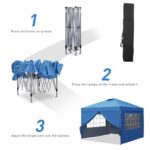 GDY 10x10ft Pop Up Canopy Tent with Sidewalls, Beach Tent, Easy Set up Gazebo for Events, Parties, Camping, Blue. - Image 3