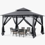 ABCCANOPY Gazebos for Patios 10x12 - Outdoor Steel Frame Gazebo with Mosquito Netting for Lawn Backyard Garden Deck (Dark Gray) - Image 8
