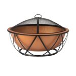 Fire Sense 62241 Fire Pit Barzelonia Copper-Look Wood Burning Lightweight Portable Outdoor Firepit Backyard Fireplace Camping Bonfire Included Screen Lift Tool & Cooking Grate - Round - 26" - Image 3