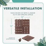 Idzo Interlocking Deck Tiles 9.6 SQFT - 10PCS Waterproof Acacia Wood Tiles, Flooring Tiles for Indoor and Outdoor - Decking Checker Pattern, 11.81 x 11.81 x 0.91 Inches, Dark Brown - Image 5