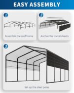 Klysiora 13 * 20FT Extra Large Metal Carport All Weather Heavy Duty Garage Round Steel carport Provides Permanent Shade for Boats, Pickups, and Tractors 418.8 lbs. - Image 7