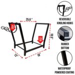 FireProof Pros Firewood Rack Outdoor and Indoor Firewood Storage with Kindling Hooks. 25.6in Double Coated Fire Wood Rack. Waterproof Rustproof Stable Log Holder and Fireplace Decor Organizer - Image 2